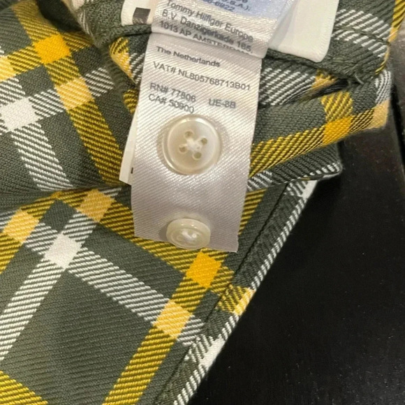NWT Tommy Hilfiger Mens Miss Green Plaid Check Button Down Flannel Slim Small - Picture 11 of 14